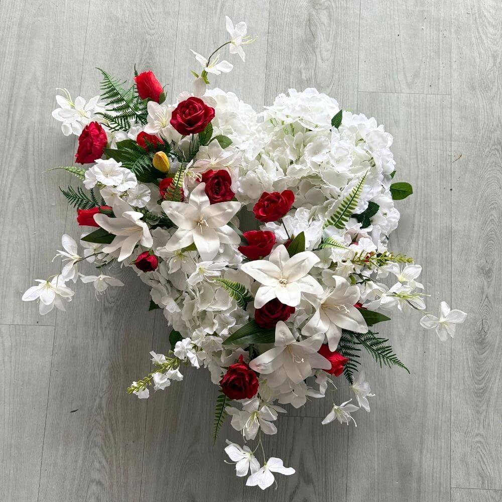 55cm Silk Heart-Shaped Artificial Flower Funeral Wreath for Grave Headstone Flower Decoration