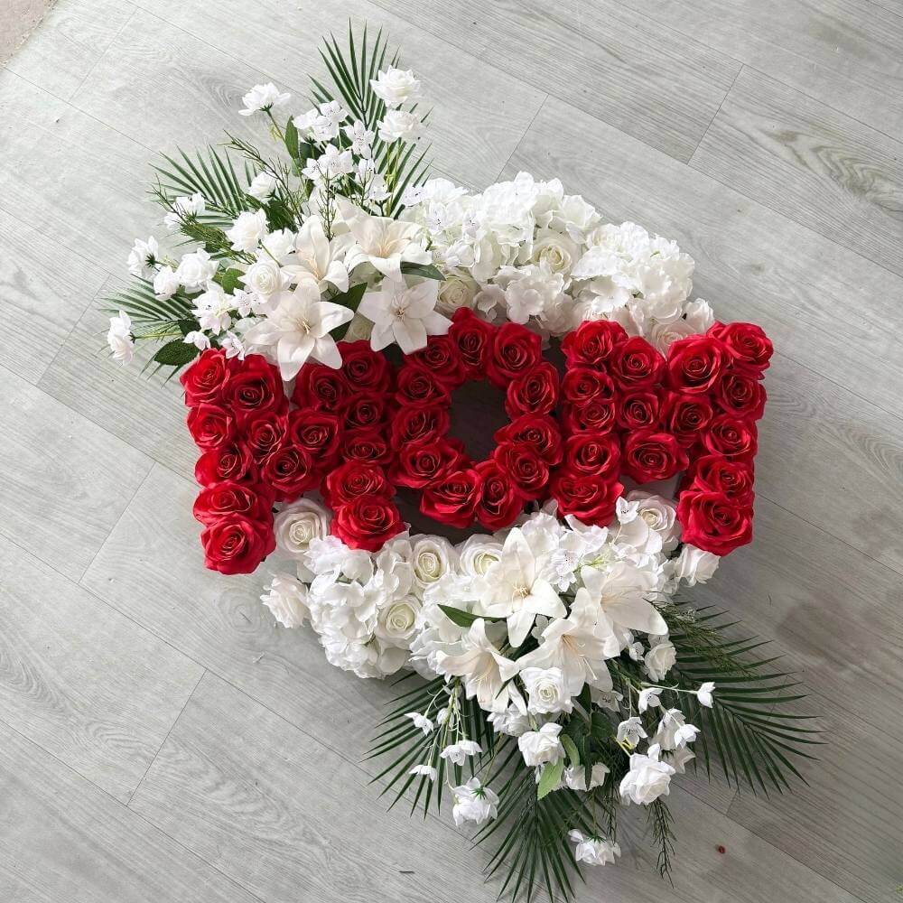 55cm [Customizable Name] Silk Artificial Flower Funeral Wreath for Grave Headstone Flower Decoration