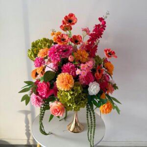 60cm Silk Green&Pink&Orange Artificial Hydrangea Flower Ball Table Centerpiece - Image 2