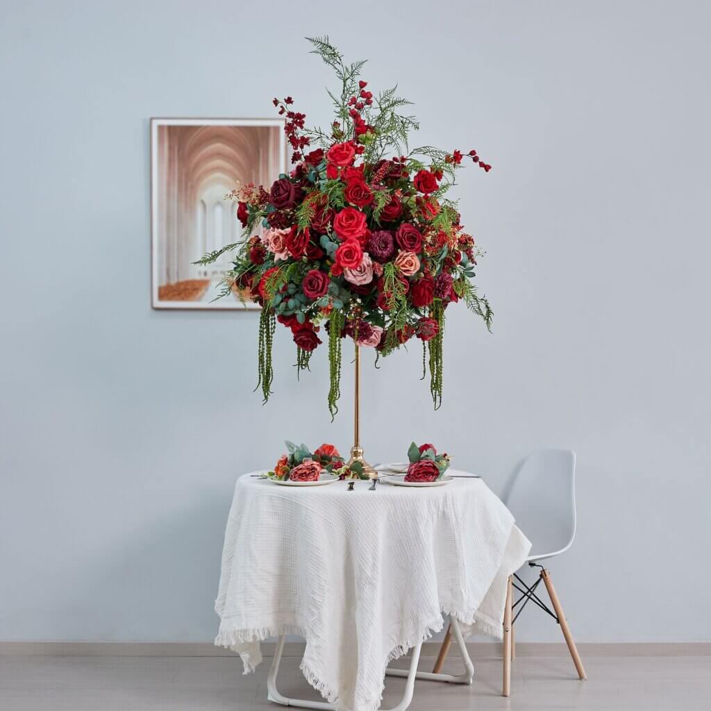 60cm Red Silk Artificial Flower Ball Flower Table Centerpieces