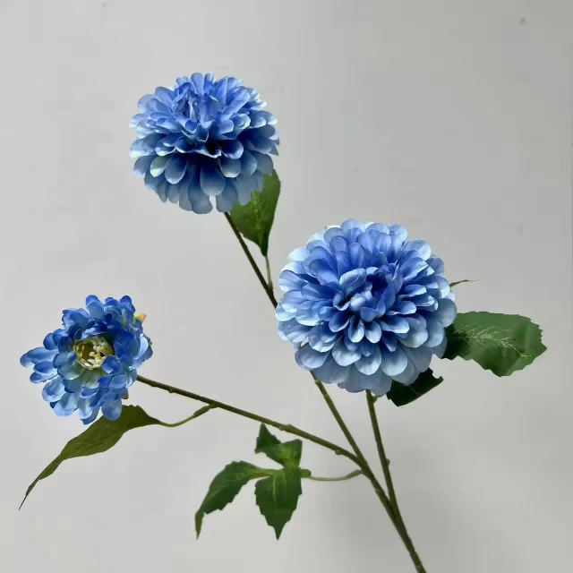 76cm 3-Head Silk Artificial Chrysanthemum Flower Faux Zinnia
