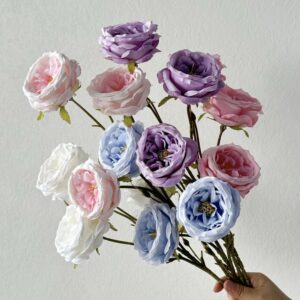 75cm Silk 3-Head Artificial Austin Rose Flower