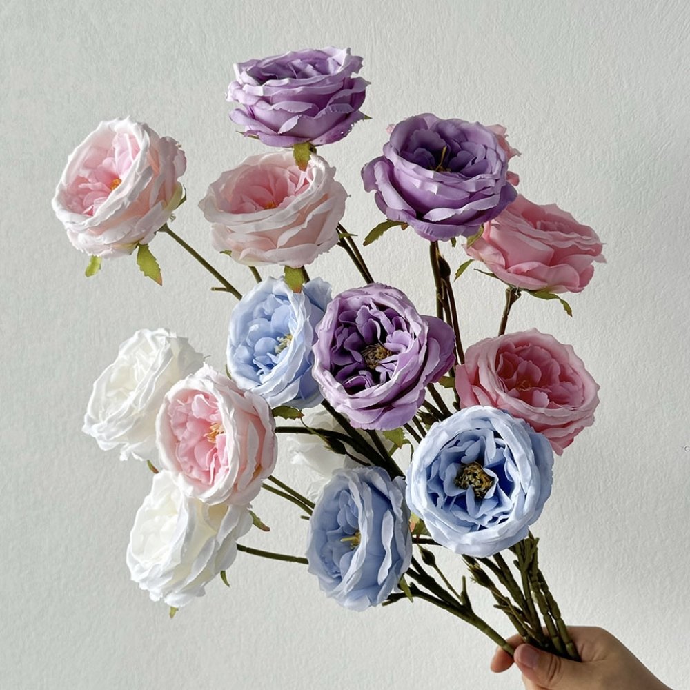 75cm Silk 3-Head Artificial Austin Rose Flower