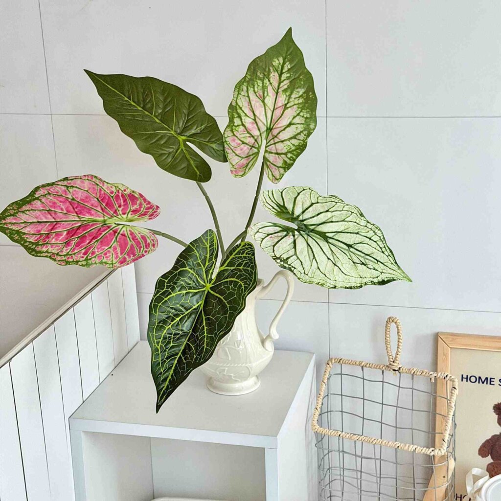68cm 3D Printed Alocasia Leaves & Colored Taro Leaves Artificial Green Plants