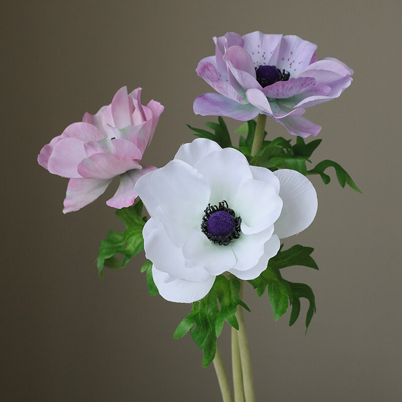 47cm Flocked Stem Anemone high quality floral materials