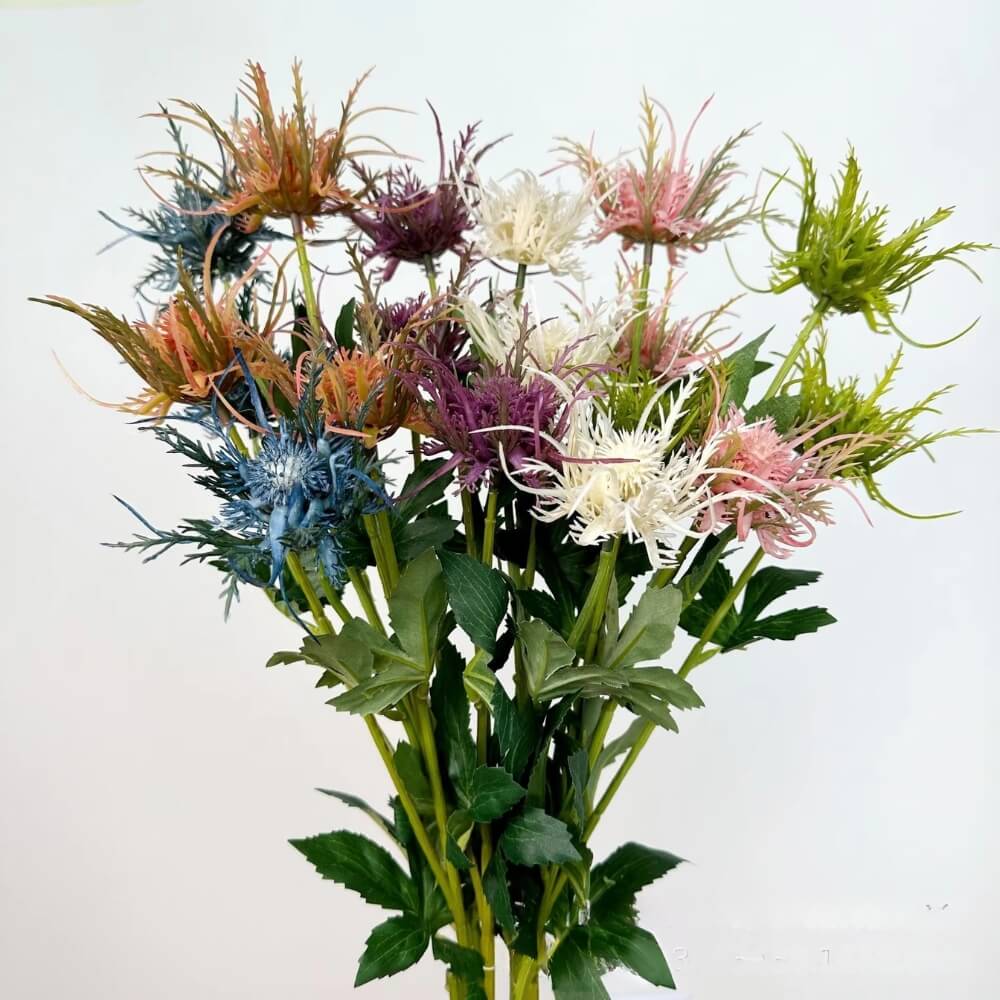 65cm 3 Heads Artificial Eryngium, Multi-head Eryngium for Home Living Room Floral Arrangement Decoration