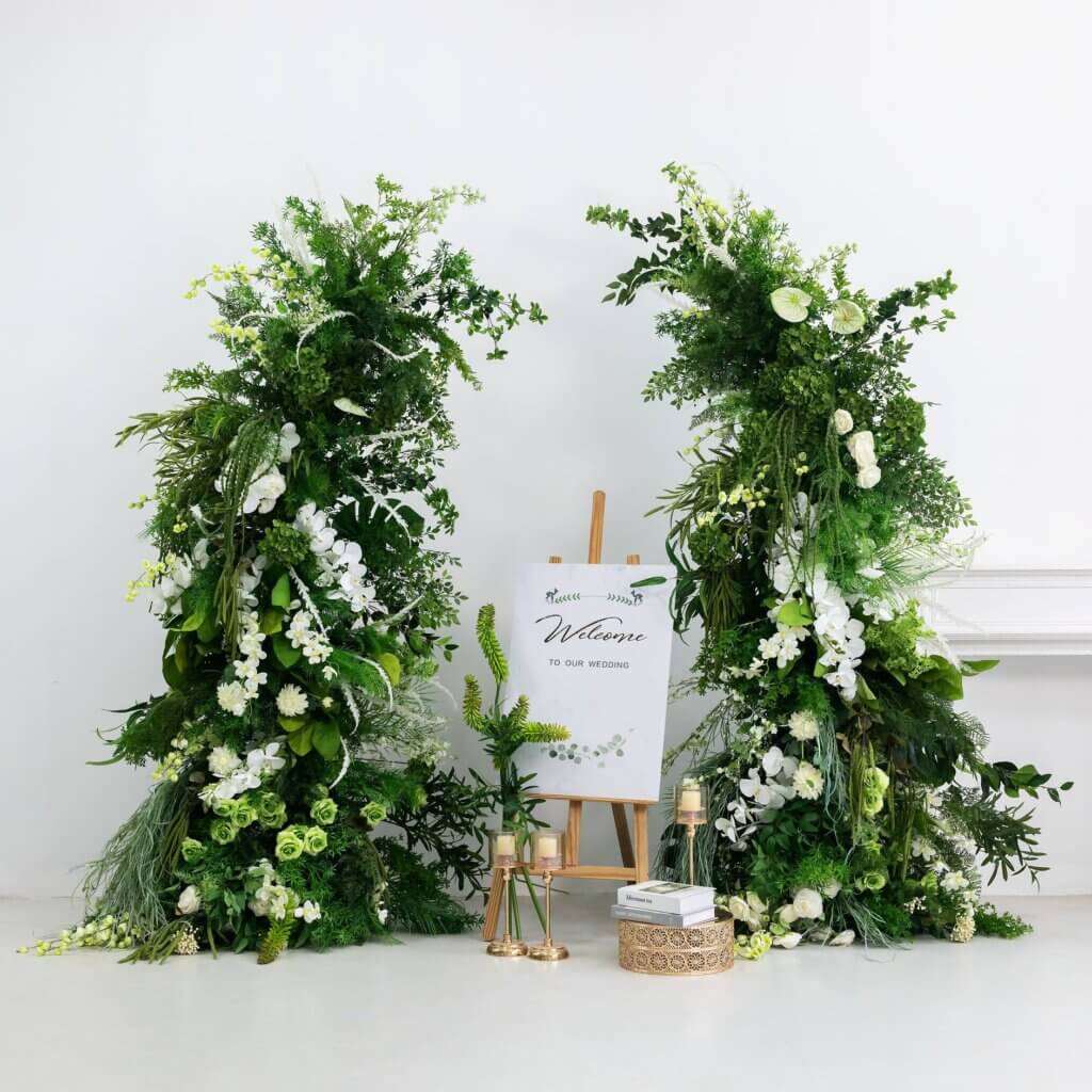 2.3+2.1m Green Forest Style Horn Arch Wedding Backdrop Decor