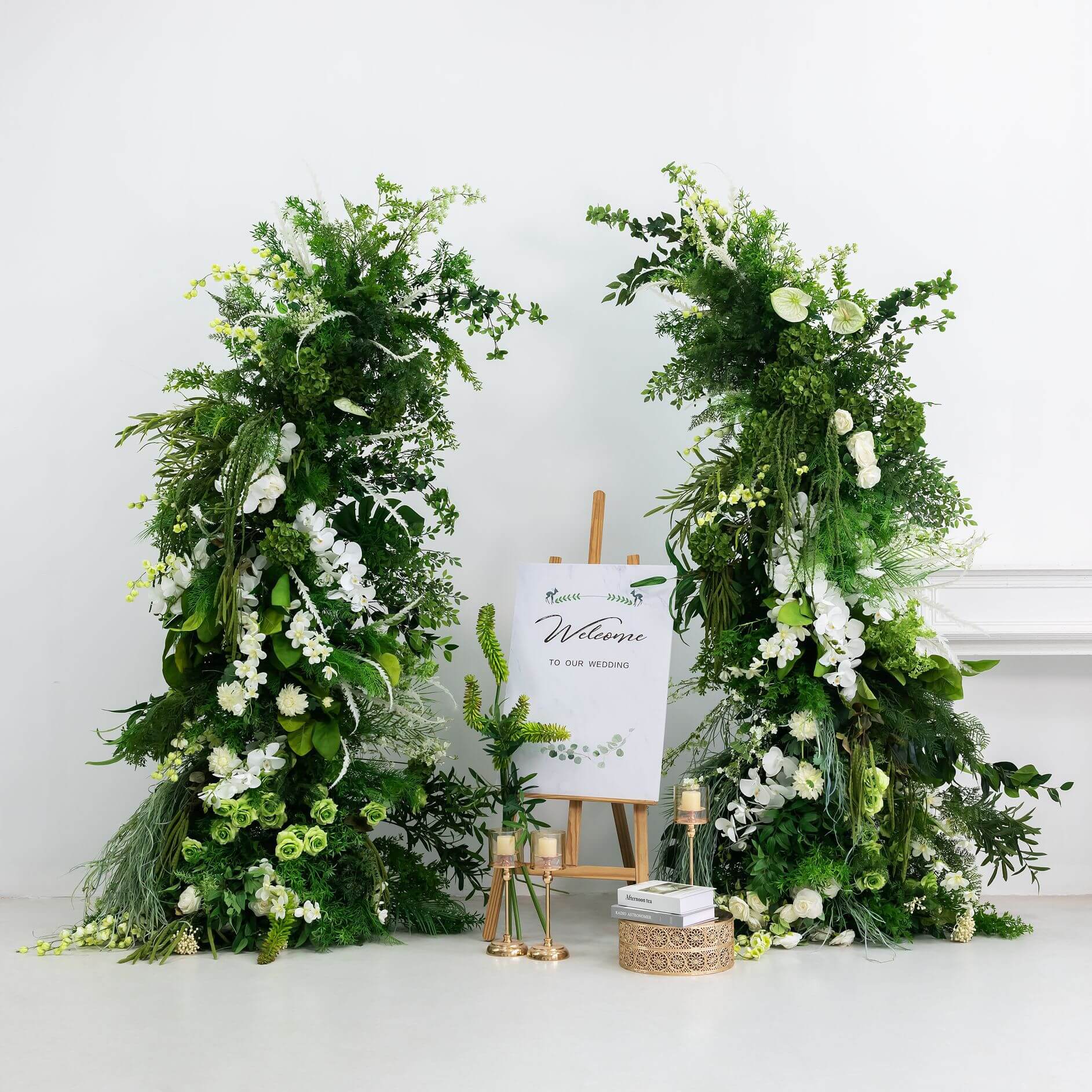 2.3+2.1m Green Forest Style Horn Arch Wedding Backdrop Decor - Image 1