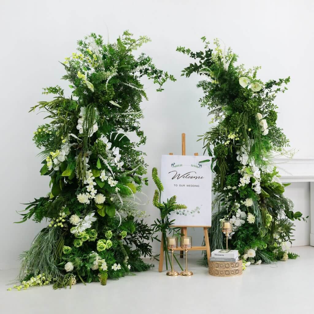 2.3+2.1m Green Forest Style Horn Arch Wedding Backdrop Decor