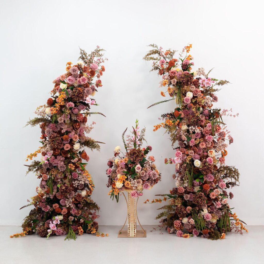 New Arrival Autumn Tone Vintage Pink Artificial Flower Arch Wedding Backdrop Flower Ball