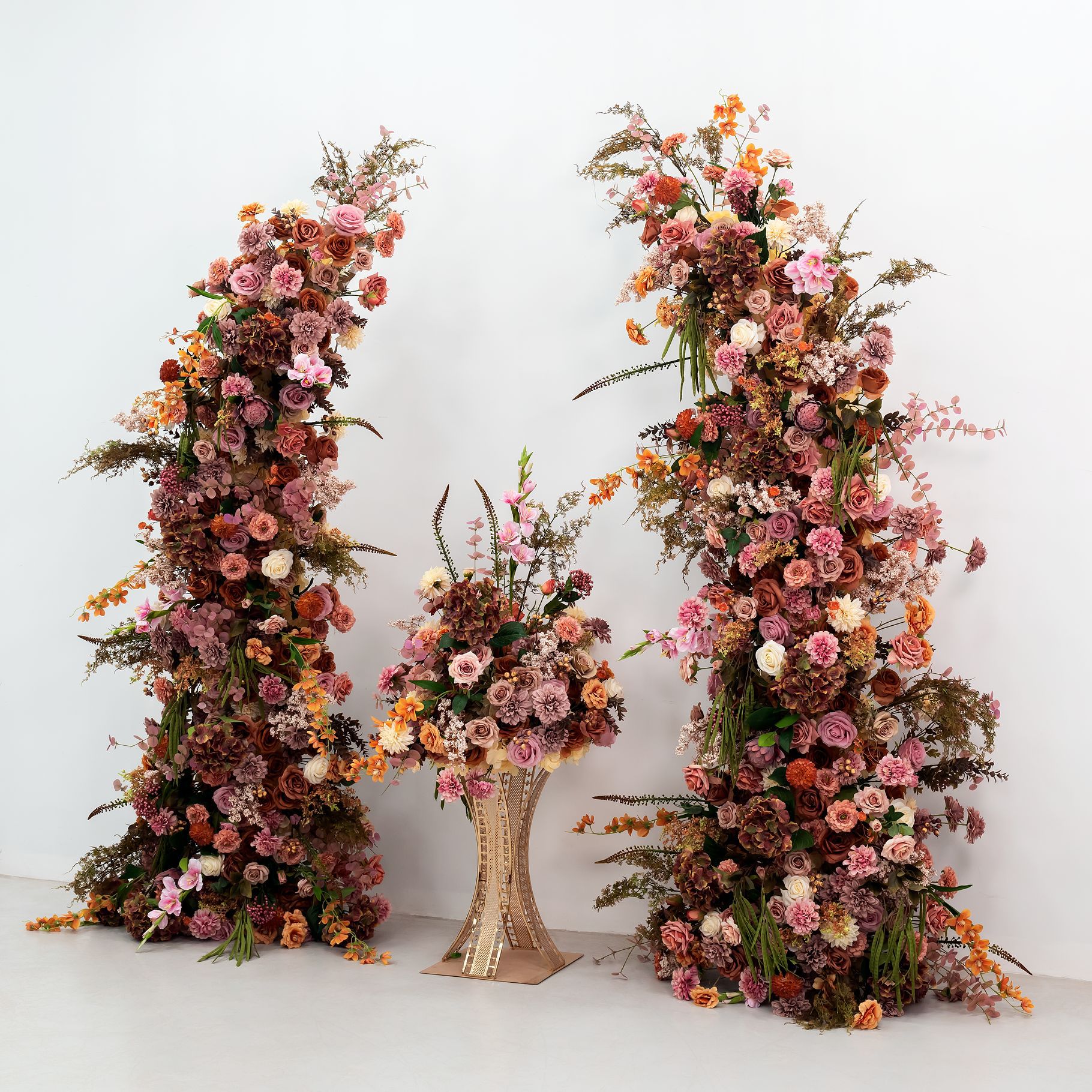 New Arrival Autumn Tone Vintage Pink Artificial Flower Arch Wedding Backdrop Flower Ball - Image 2