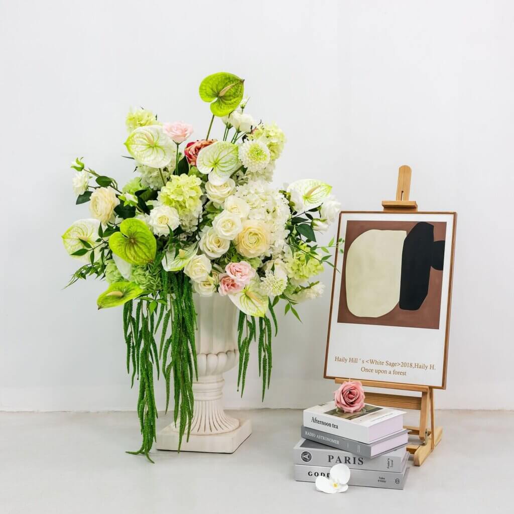 60cm Green&White Artificial Flower Ball Wedding Table Centerpiece