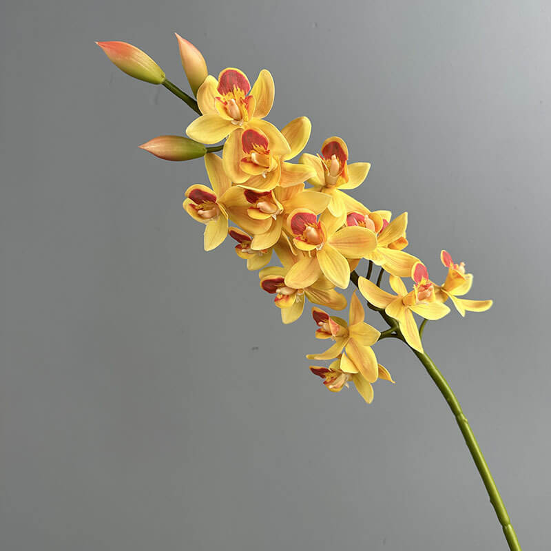 78cm 15-Head Real Touch Cymbidium Artificial Flowers, Wedding Floral Arrangement Supplies, Home Decor