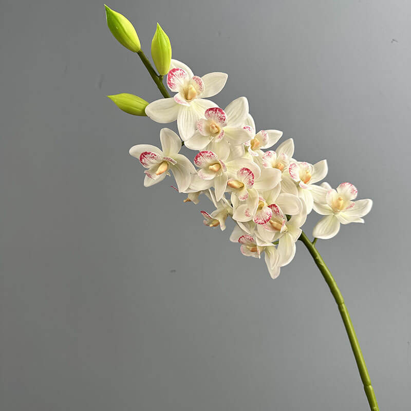 78cm 15-Head Real Touch Cymbidium Artificial Flowers, Wedding Floral Arrangement Supplies, Home Decor