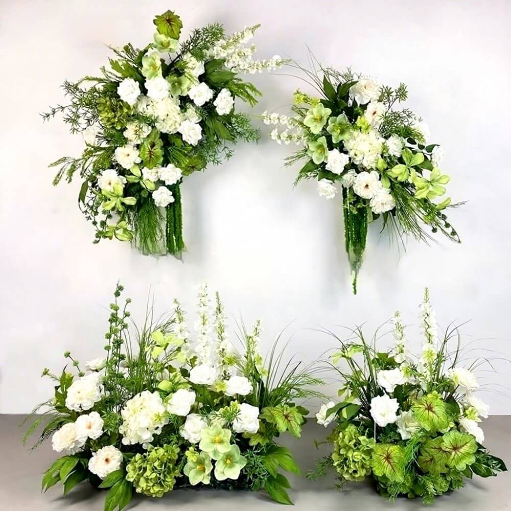 Green&White Set of 4 Floral Arrangements