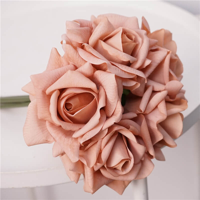 25cm 5 PCS Real Touch Artificial Rose Flower Bouquet