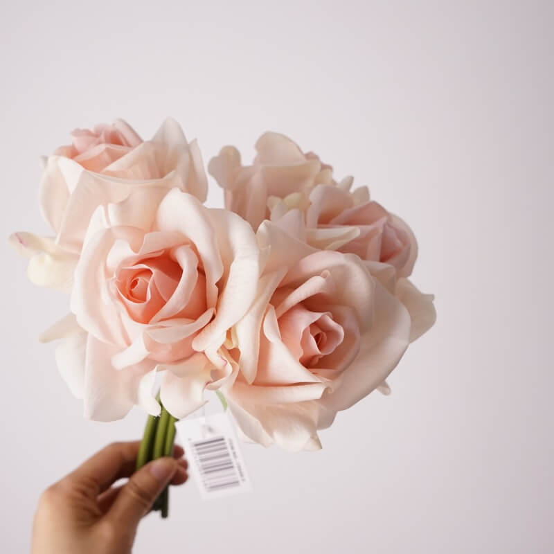 25cm 5 PCS Real Touch Artificial Rose Flower Bouquet