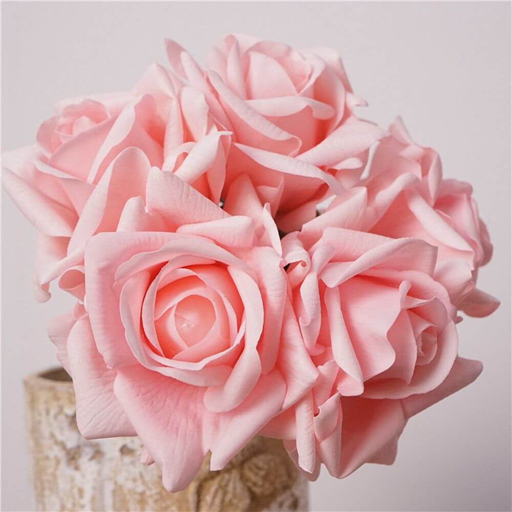 25cm 5 PCS Real Touch Artificial Rose Flower Bouquet
