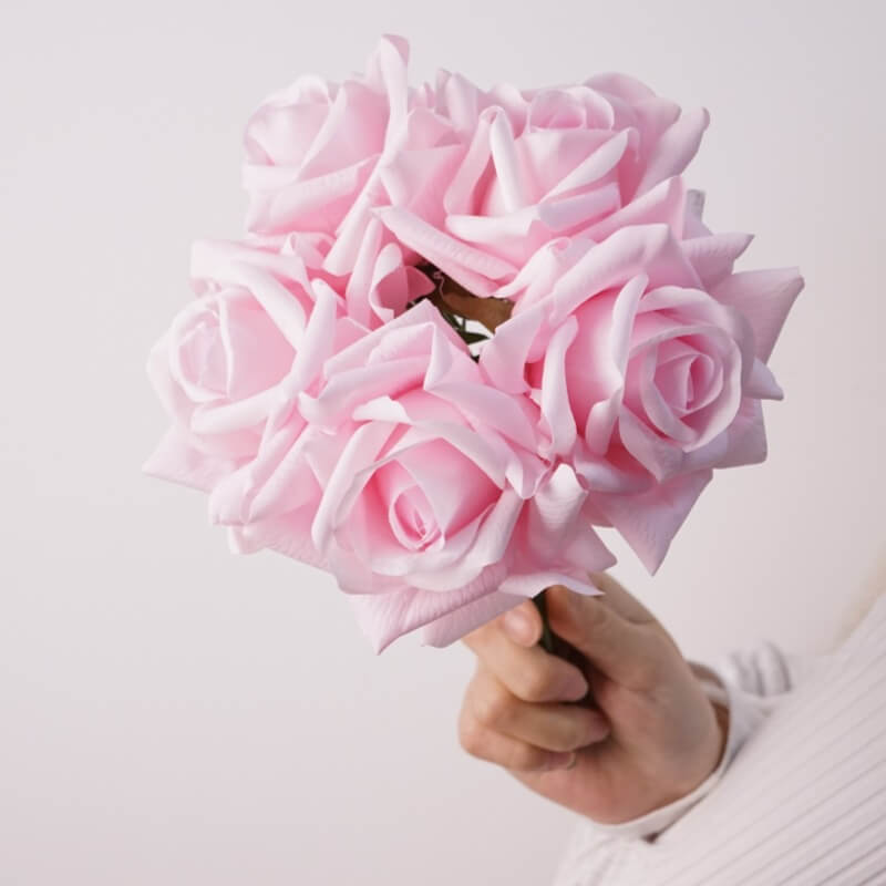 25cm 5 PCS Real Touch Artificial Rose Flower Bouquet
