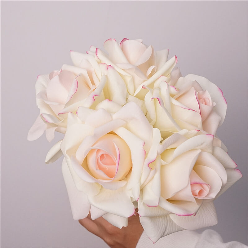 25cm 5 PCS Real Touch Artificial Rose Flower Bouquet