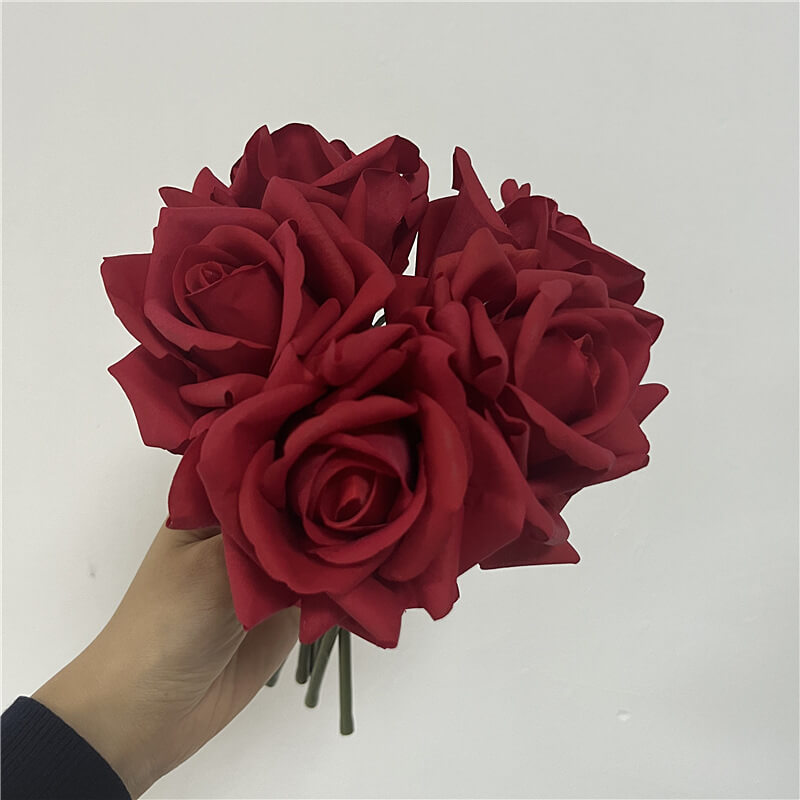25cm 5 PCS Real Touch Artificial Rose Flower Bouquet