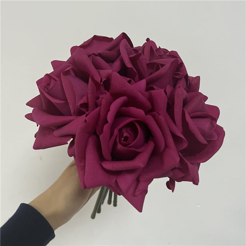 25cm 5 PCS Real Touch Artificial Rose Flower Bouquet
